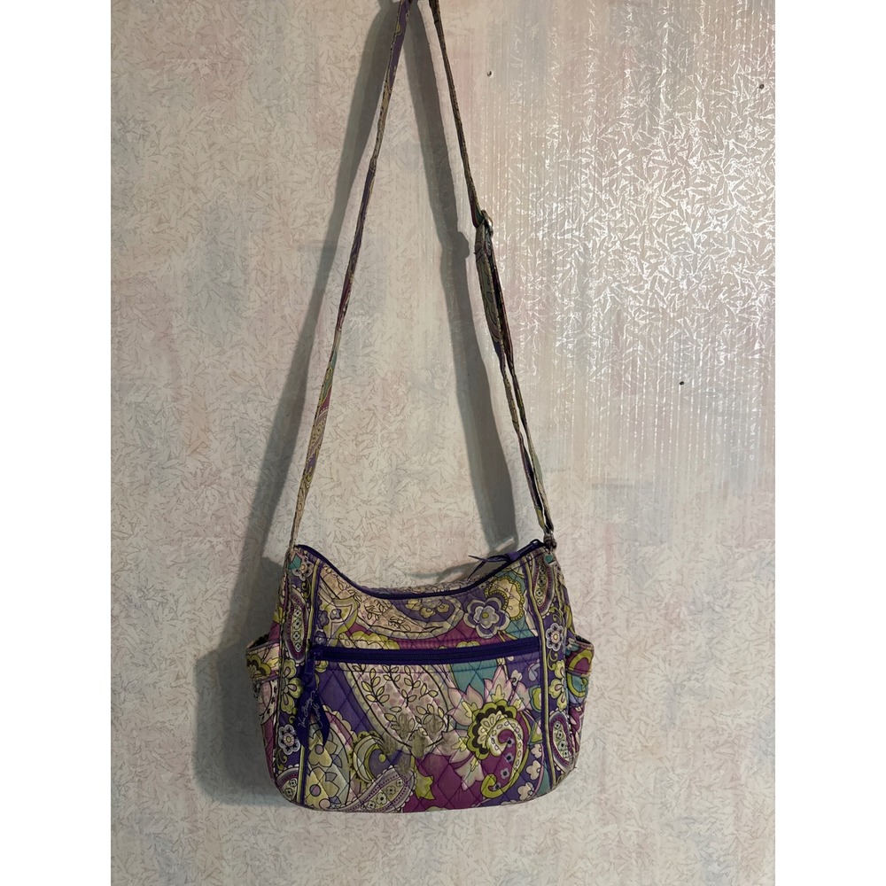 Vera Bradley On the Go Crossbody Bag Purple Teal Paisley Quilted Cotton